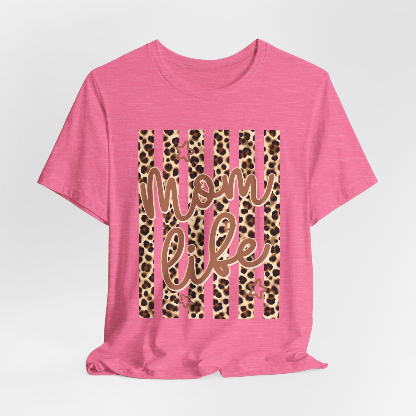 Mom Life Leopard Stripe Tee — "Mom Life" Graphic T-Shirt