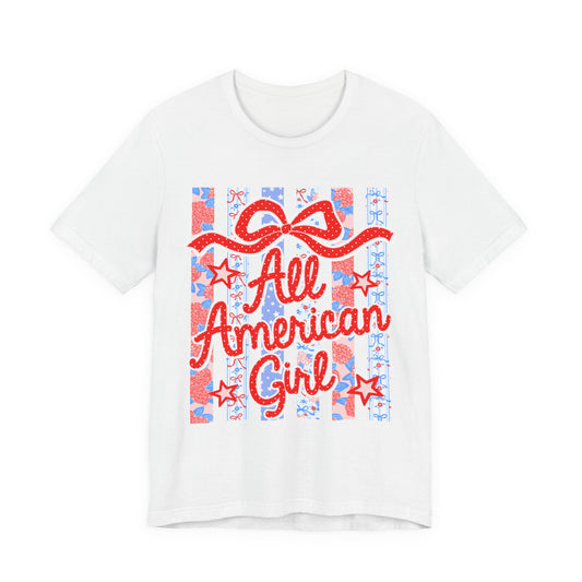All American Girl T-Shirt — Patriotic Fourth of July Tee with Stars & Stripes