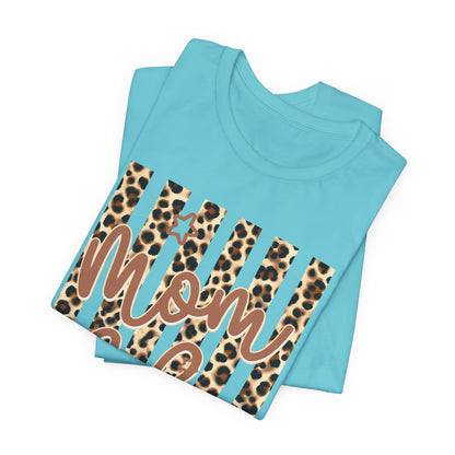 Mom Life Leopard Stripe Tee — "Mom Life" Graphic T-Shirt
