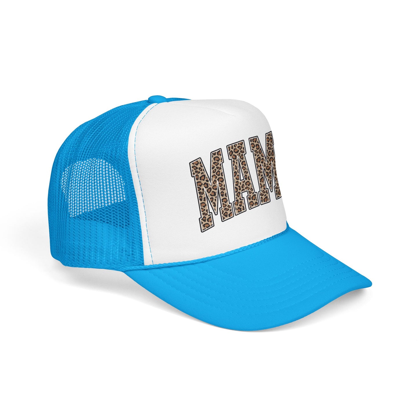 Mama Leopard Trucker Hat — Foam Mesh Cap with Leopard Print "MAMA"