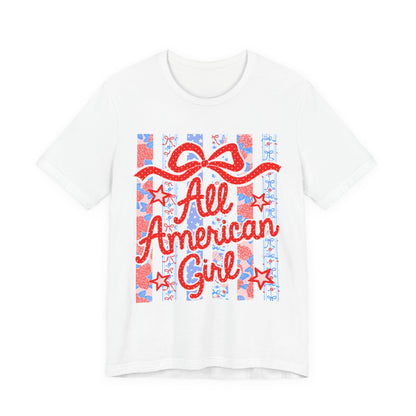 All American Girl T-Shirt — Patriotic Fourth of July Tee with Stars & Stripes