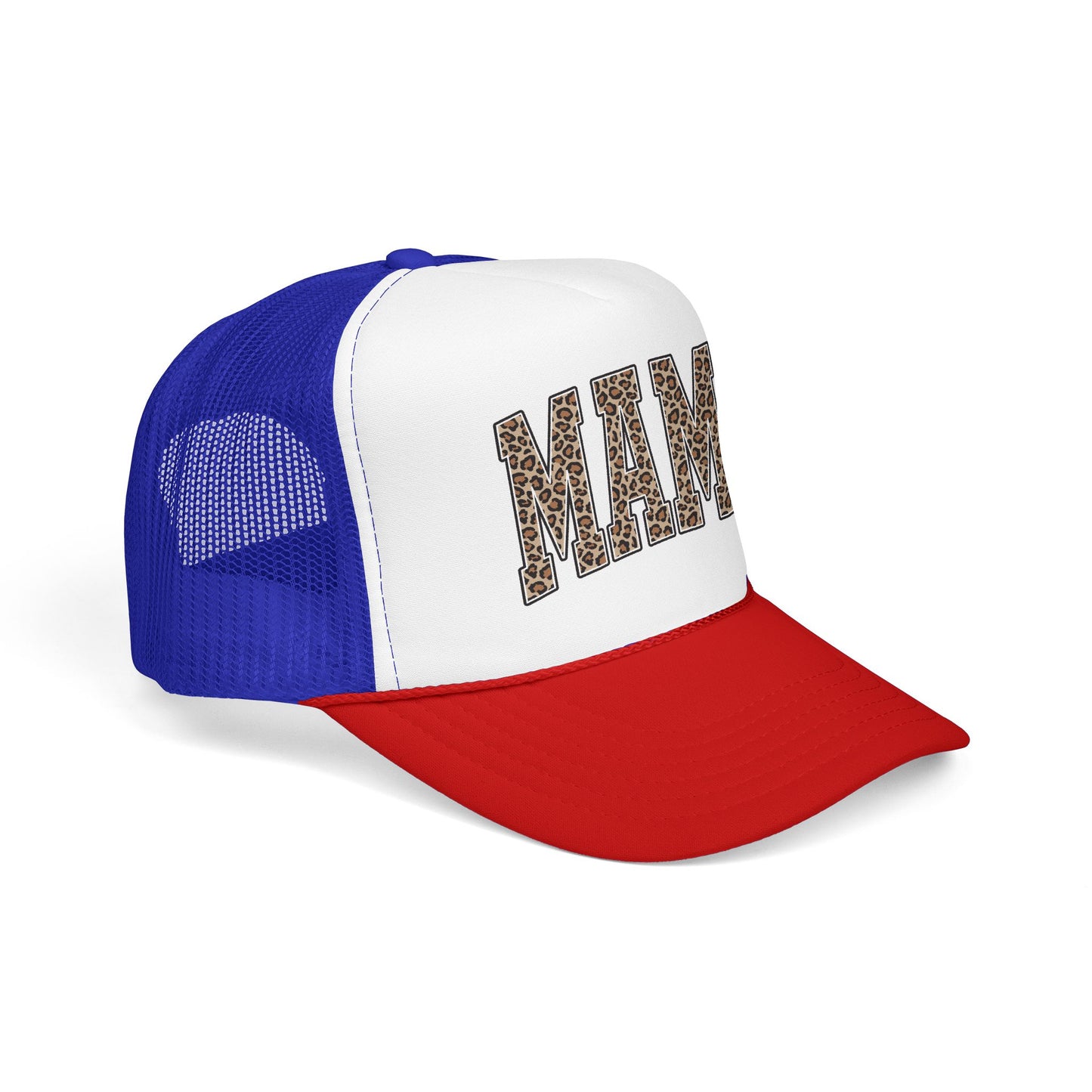 Mama Leopard Trucker Hat — Foam Mesh Cap with Leopard Print "MAMA"