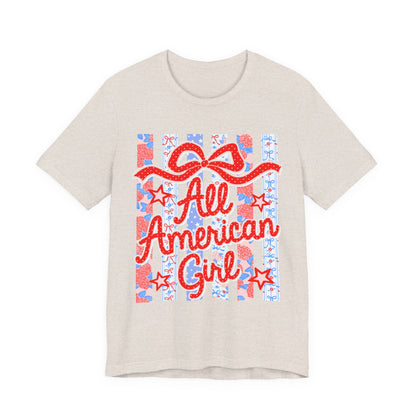All American Girl T-Shirt — Patriotic Fourth of July Tee with Stars & Stripes