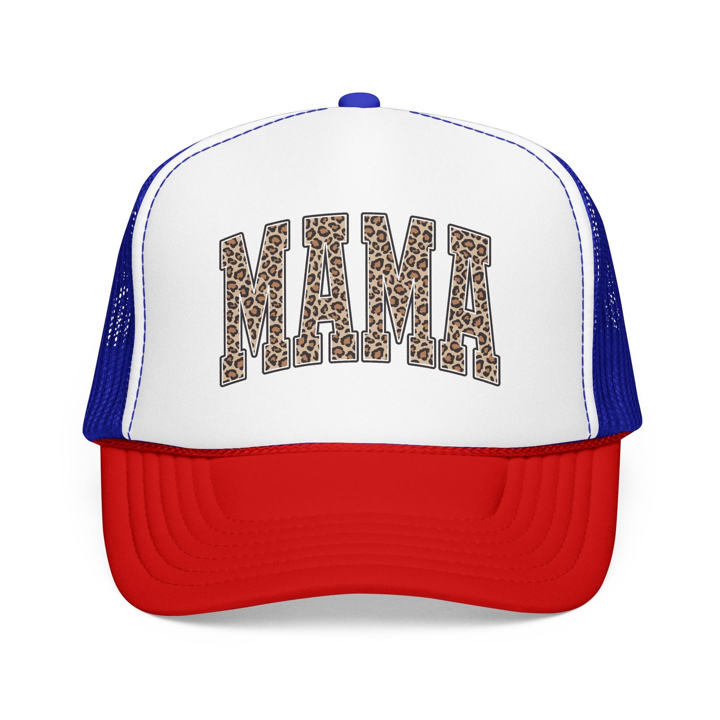 Mama Leopard Trucker Hat — Foam Mesh Cap with Leopard Print "MAMA"