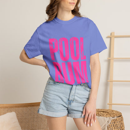 Pool Bum T-Shirt — Vintage Pink Graphic Tee for Pool Lovers