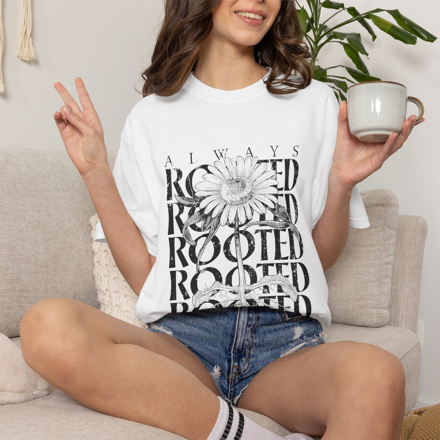 Rooted in Christ Floral T-Shirt — Faith-Based Daisy Graphic Tee