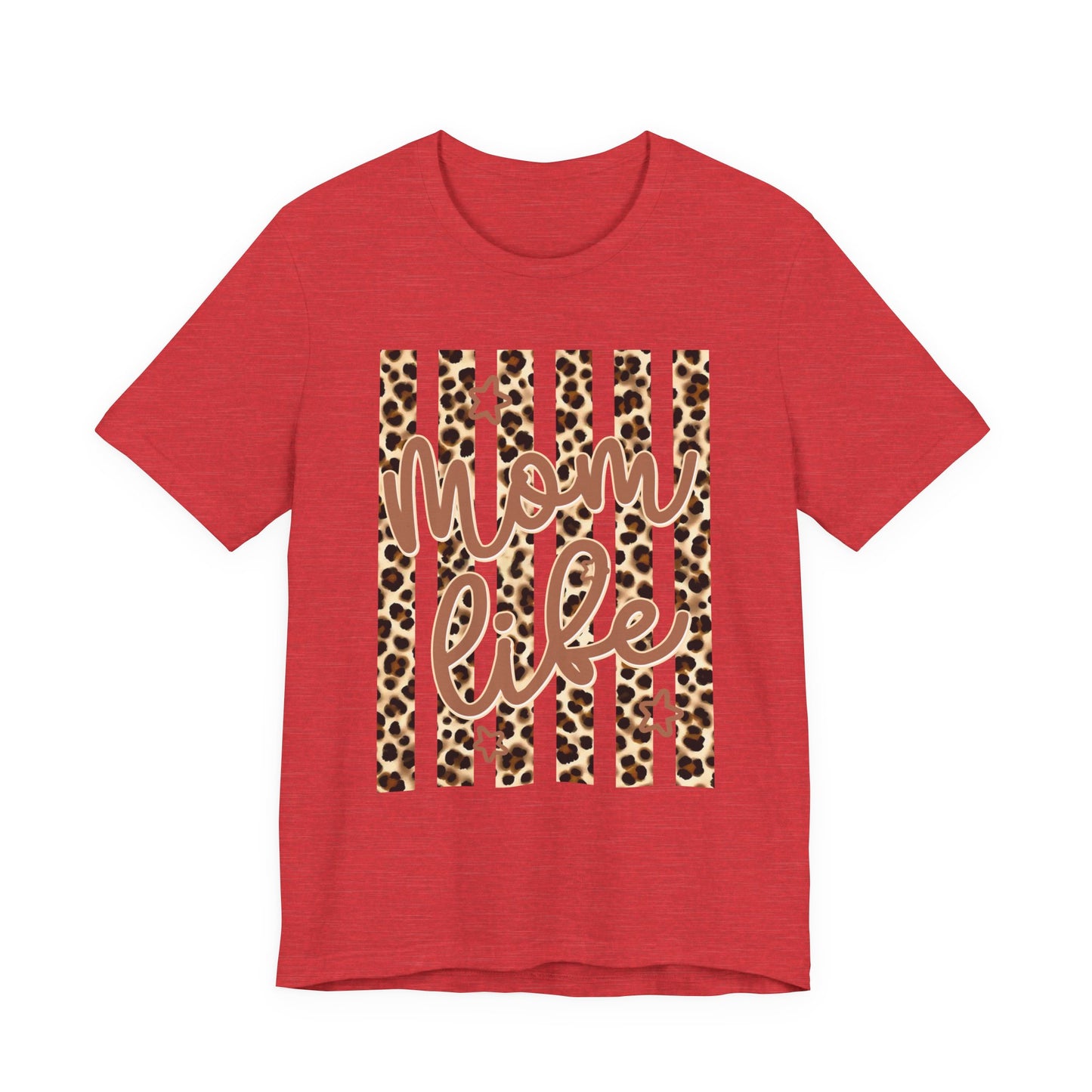 Mom Life Leopard Stripe Tee — "Mom Life" Graphic T-Shirt
