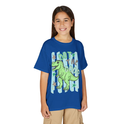 Youth T-Shirt — "Out the Door" Dino Graphic Tee