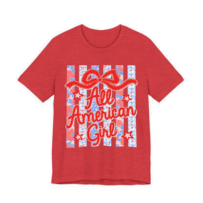 All American Girl T-Shirt — Patriotic Fourth of July Tee with Stars & Stripes