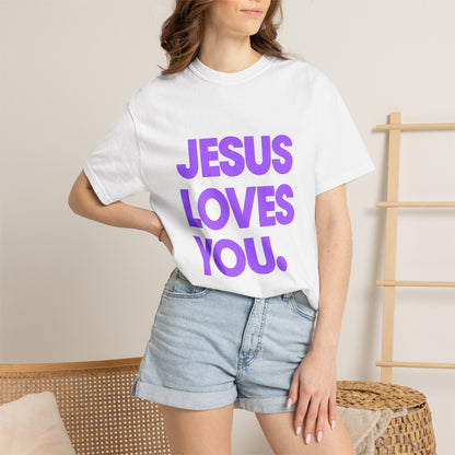 Jesus Loves You T-Shirt — Bold Purple Faith Tee