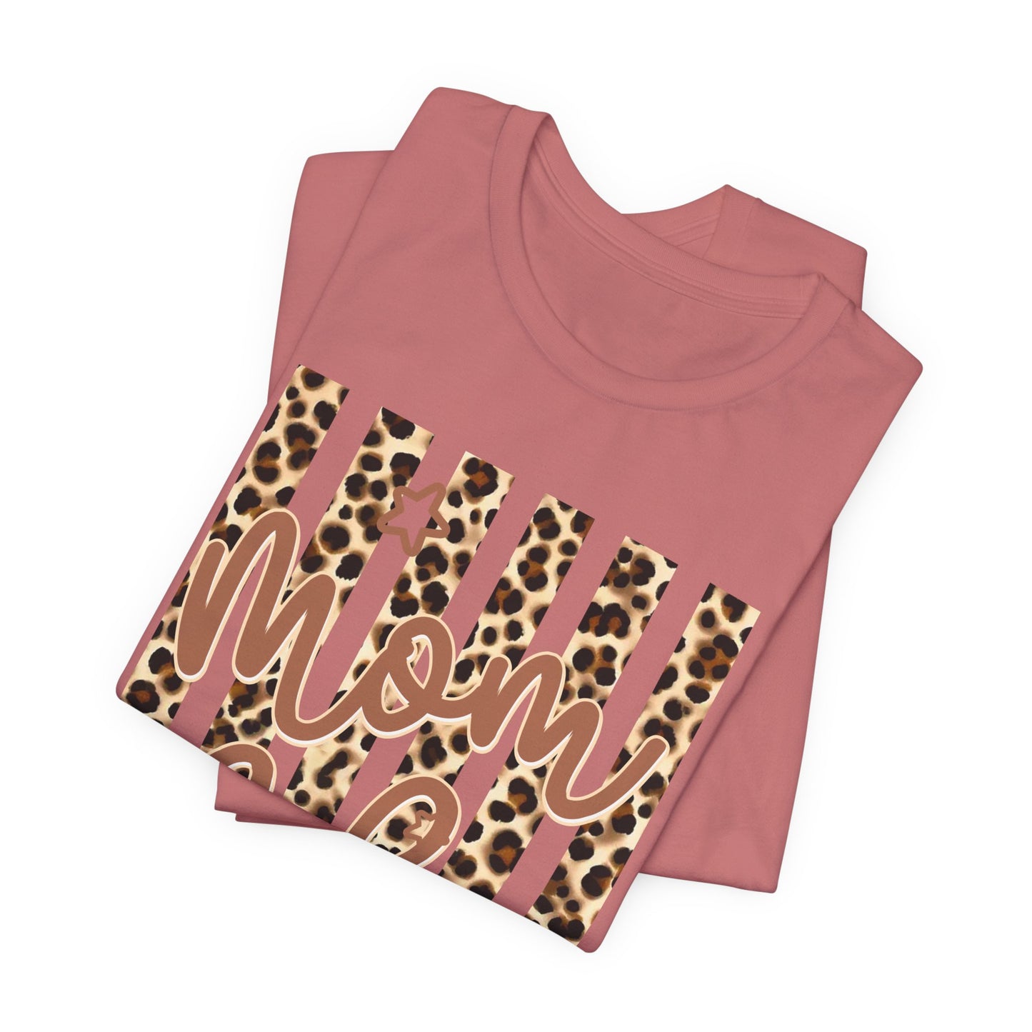 Mom Life Leopard Stripe Tee — "Mom Life" Graphic T-Shirt