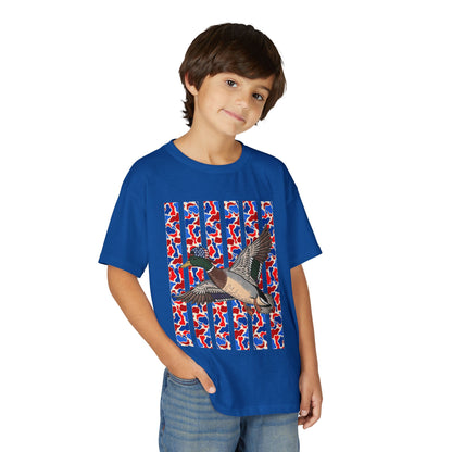 Youth T-Shirt — Red, White & Blue Flying Duck Graphic