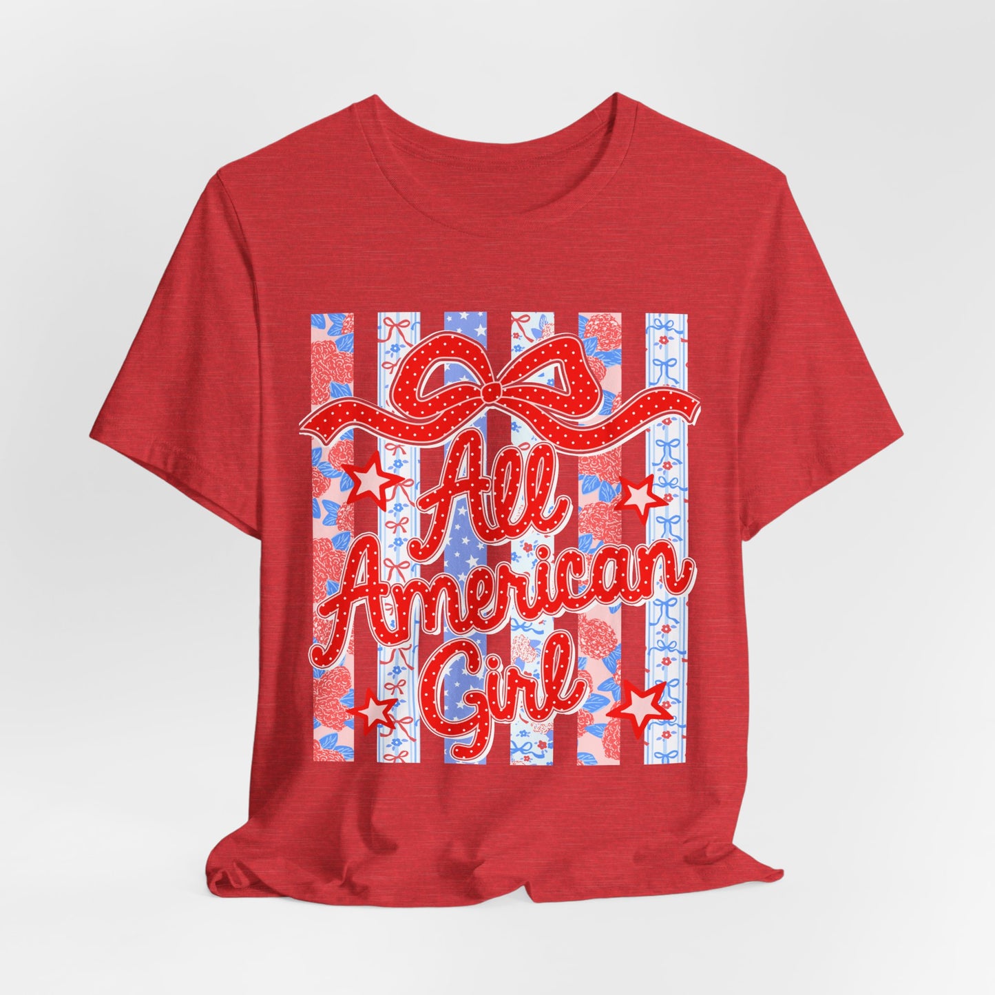 All American Girl T-Shirt — Patriotic Fourth of July Tee with Stars & Stripes