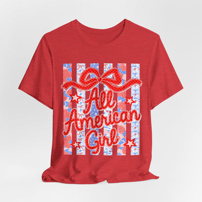 All American Girl T-Shirt — Patriotic Fourth of July Tee with Stars & Stripes