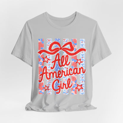 All American Girl T-Shirt — Patriotic Fourth of July Tee with Stars & Stripes