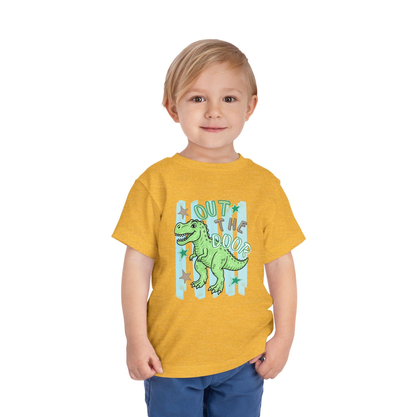 Toddler Tee - "Out the Door" Green Dino Graphic