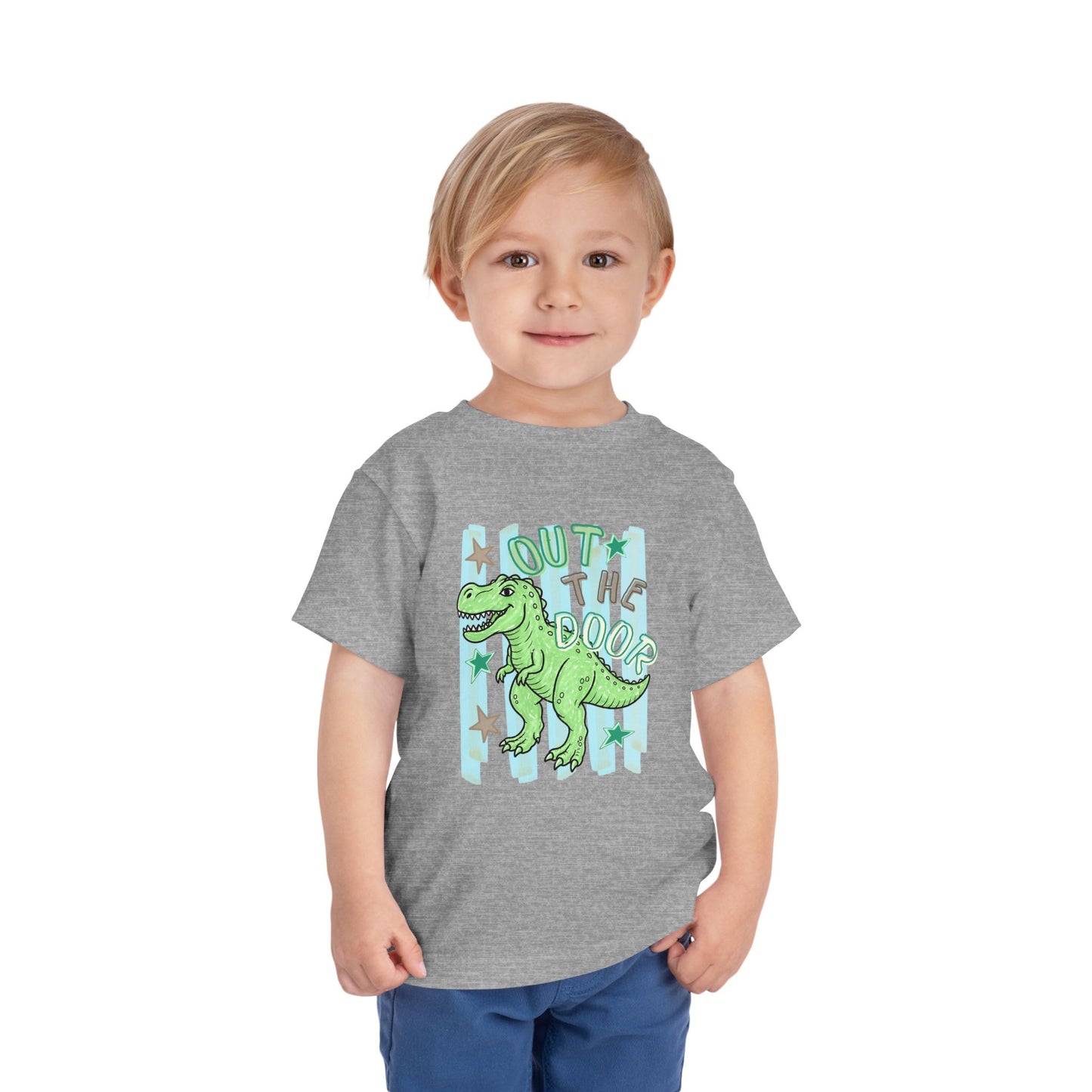 Toddler Tee - "Out the Door" Green Dino Graphic