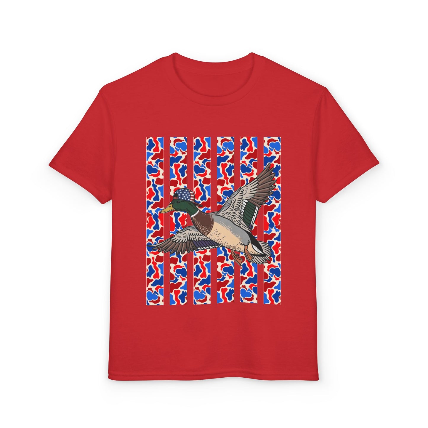 Youth T-Shirt — Red, White & Blue Flying Duck Graphic