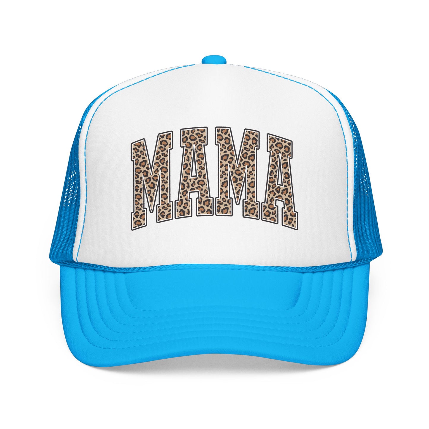 Mama Leopard Trucker Hat — Foam Mesh Cap with Leopard Print "MAMA"