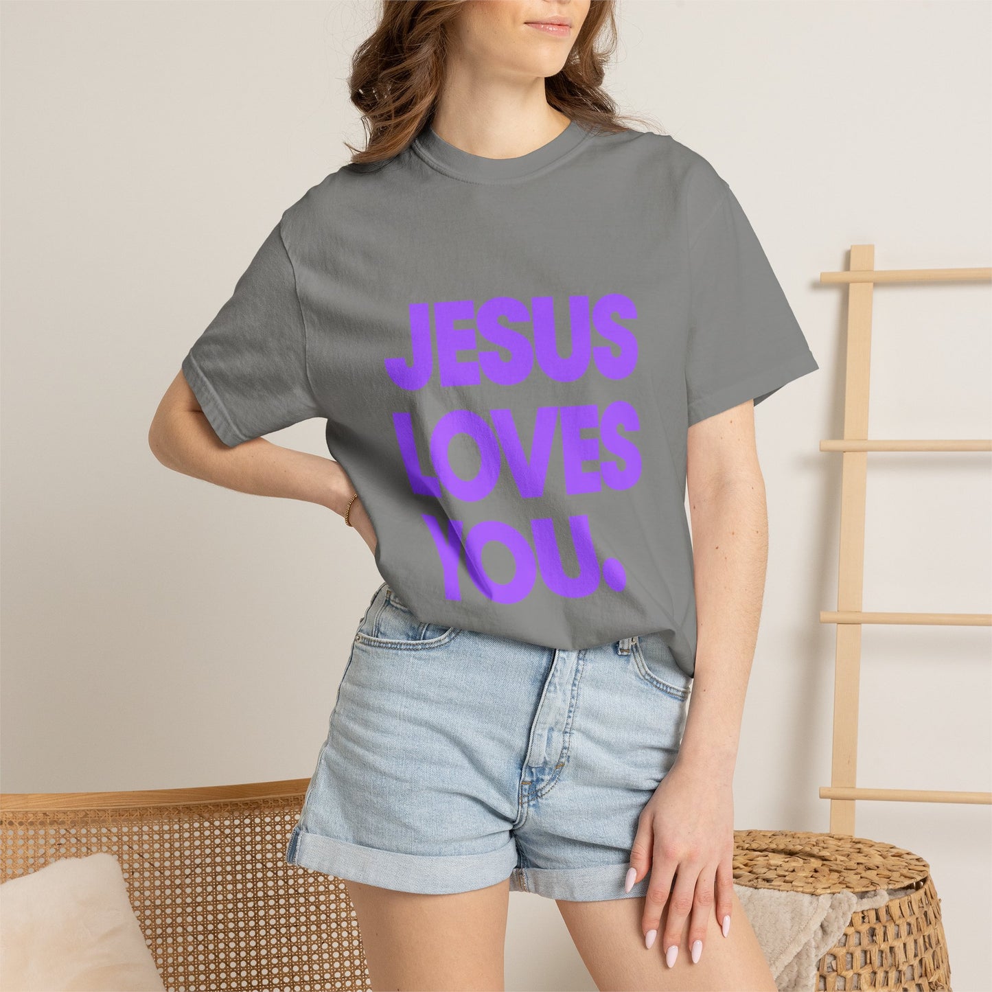 Jesus Loves You T-Shirt — Bold Purple Faith Tee
