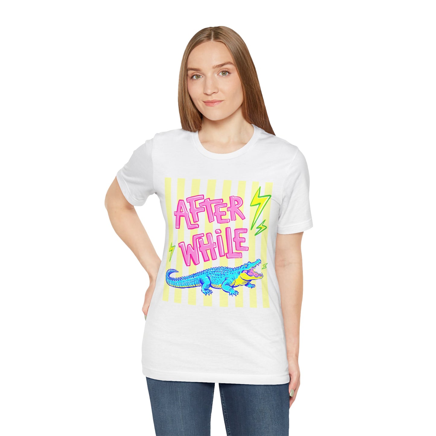 After While Crocodile Tee — Retro Neon Alligator Graphic T-Shirt