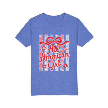 All American Girl Youth Tee — Patriotic 4th of July Kids Shirt