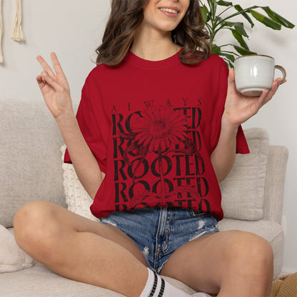 Rooted in Christ Floral T-Shirt — Faith-Based Daisy Graphic Tee