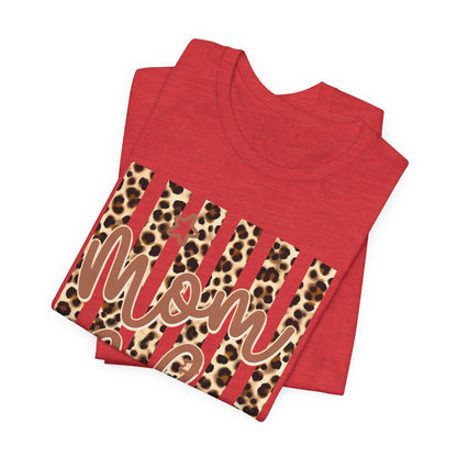 Mom Life Leopard Stripe Tee — "Mom Life" Graphic T-Shirt
