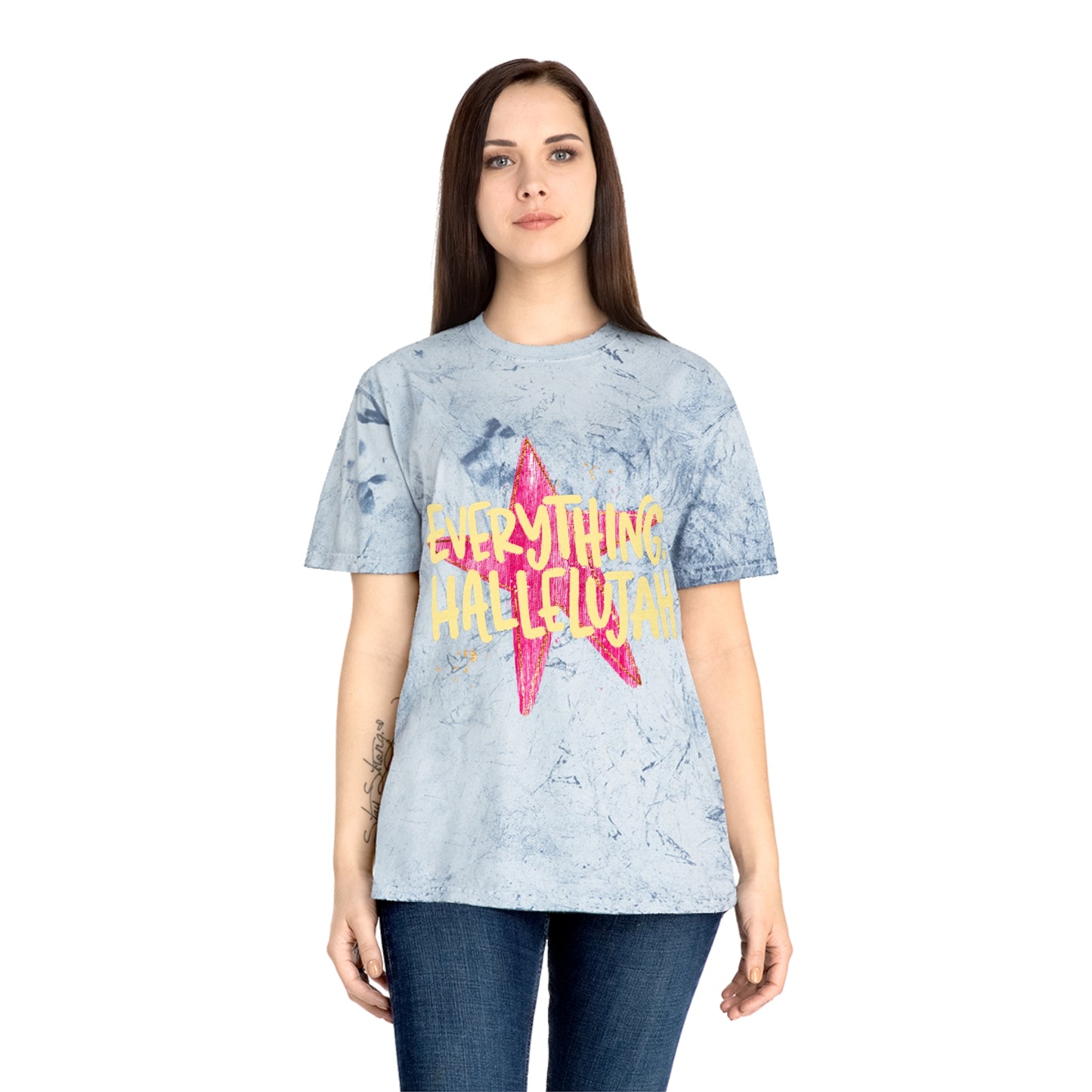 Everything Hallelujah Tie-Dye T-Shirt — Retro Pink Star Graphic