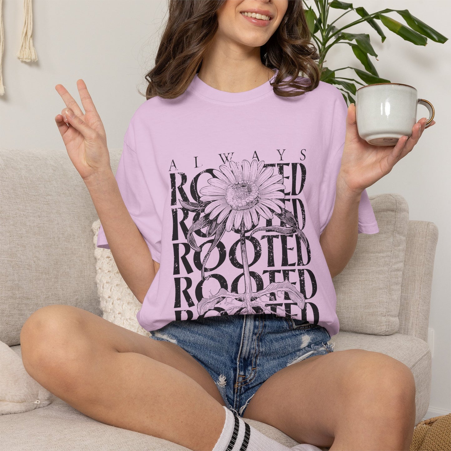 Rooted in Christ Floral T-Shirt — Faith-Based Daisy Graphic Tee
