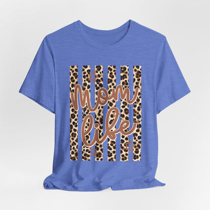 Mom Life Leopard Stripe Tee — "Mom Life" Graphic T-Shirt