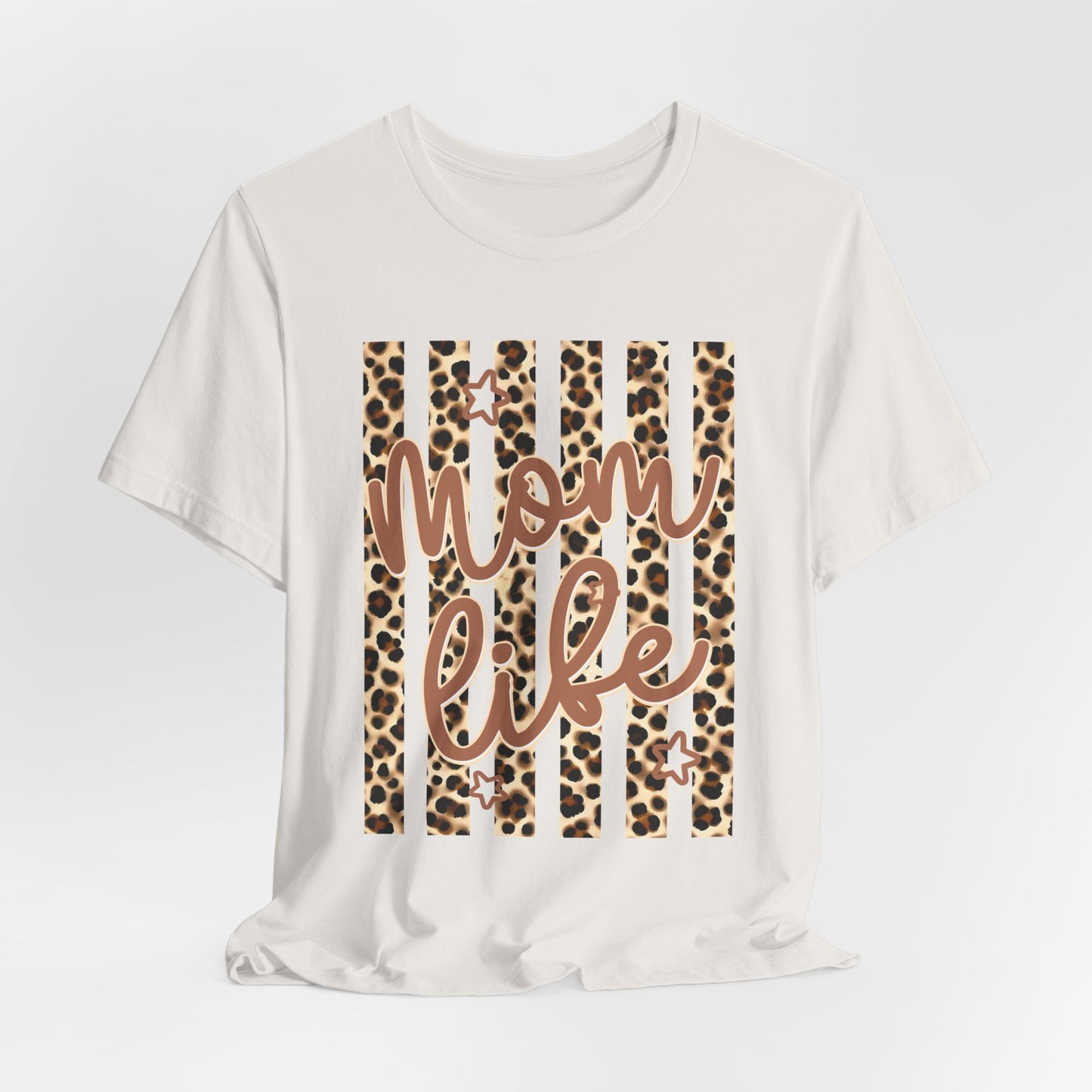Mom Life Leopard Stripe Tee — "Mom Life" Graphic T-Shirt