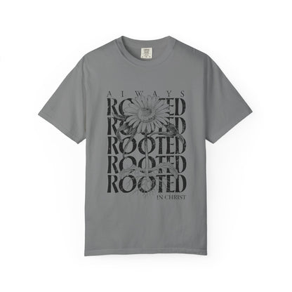 Rooted in Christ Floral T-Shirt — Faith-Based Daisy Graphic Tee
