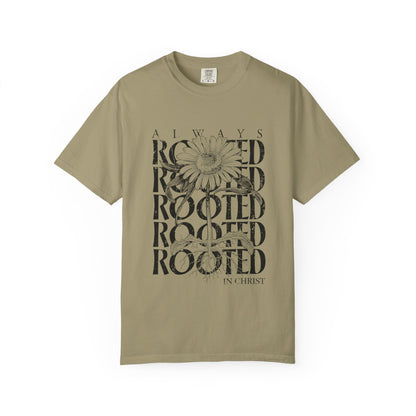 Rooted in Christ Floral T-Shirt — Faith-Based Daisy Graphic Tee