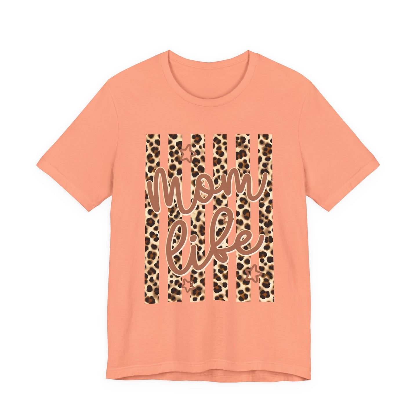 Mom Life Leopard Stripe Tee — "Mom Life" Graphic T-Shirt