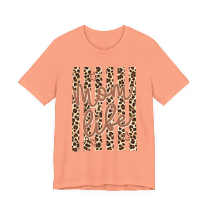 Mom Life Leopard Stripe Tee — "Mom Life" Graphic T-Shirt