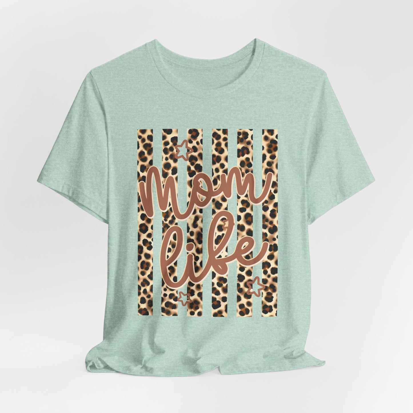 Mom Life Leopard Stripe Tee — "Mom Life" Graphic T-Shirt