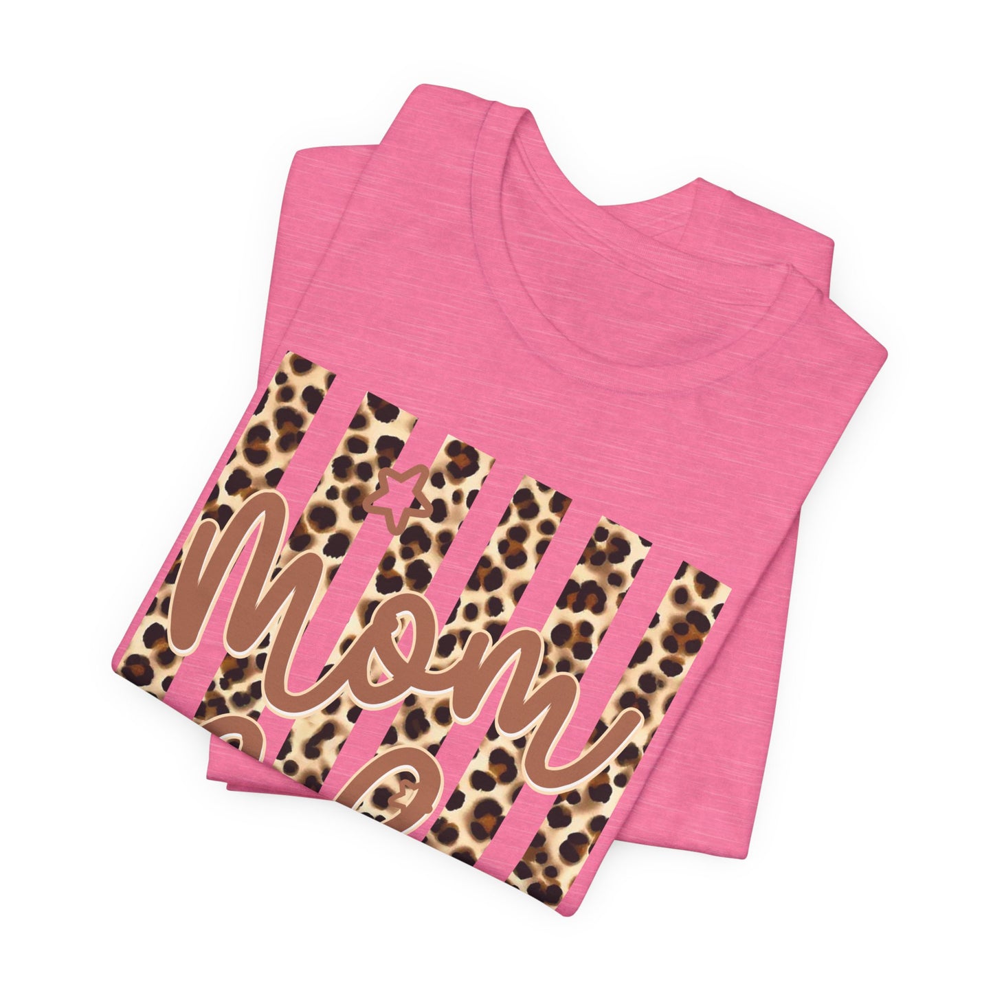Mom Life Leopard Stripe Tee — "Mom Life" Graphic T-Shirt