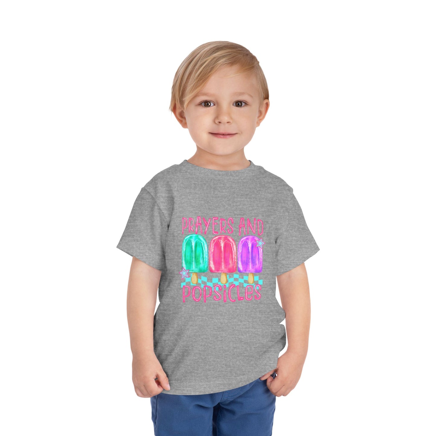 Toddler Tee — "Prayers and Popsicles" Watercolor Popsicle Faith Shirt