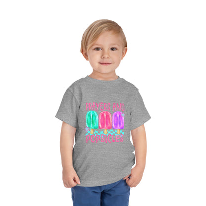 Toddler Tee — "Prayers and Popsicles" Watercolor Popsicle Faith Shirt