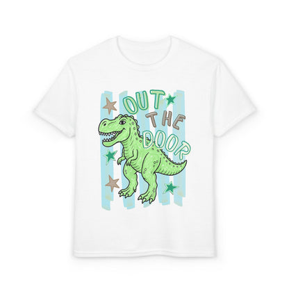 Youth T-Shirt — "Out the Door" Dino Graphic Tee