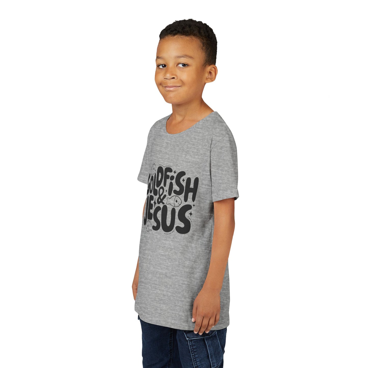 Youth Tee — 'Goldfish & Jesus' Cute Christian Kid T‑Shirt