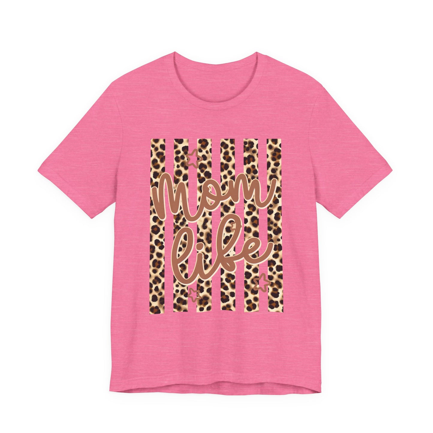Mom Life Leopard Stripe Tee — "Mom Life" Graphic T-Shirt