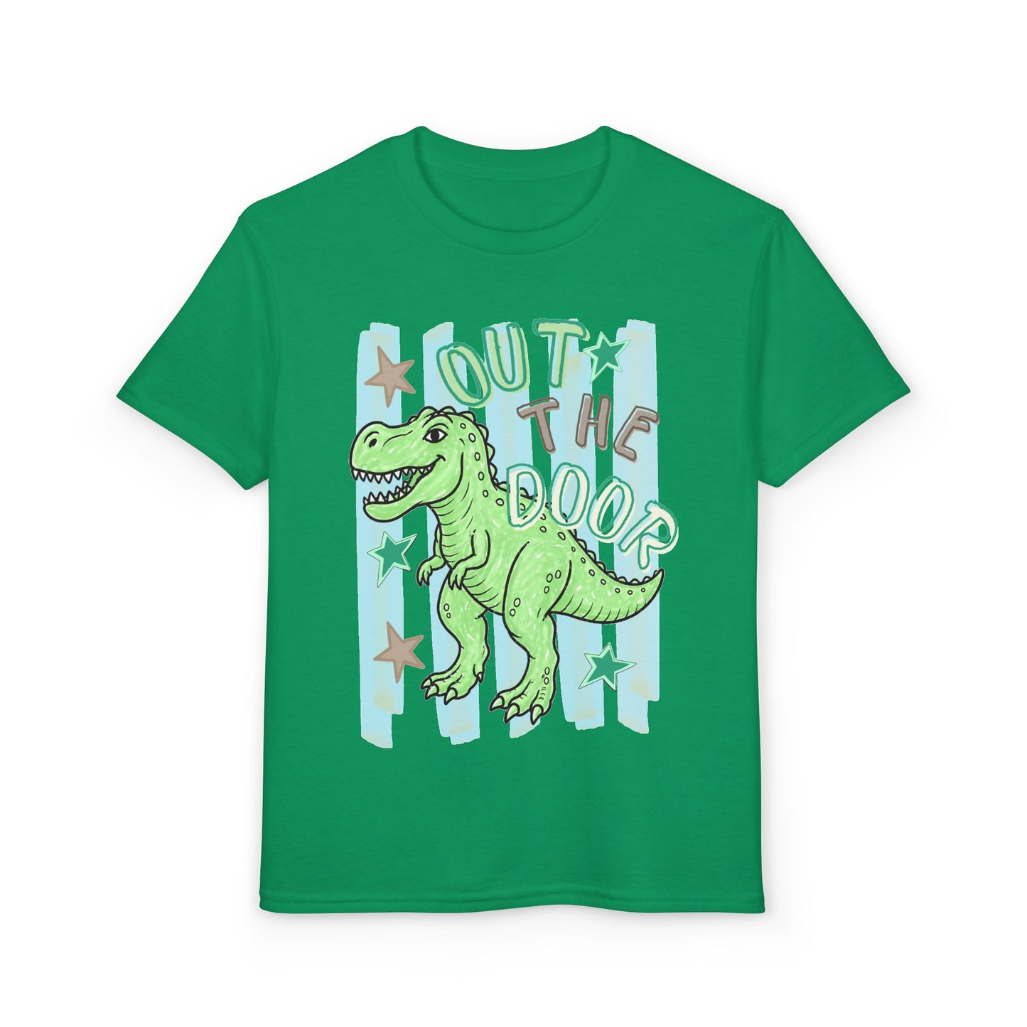 Youth T-Shirt — "Out the Door" Dino Graphic Tee