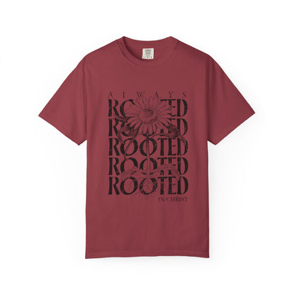 Rooted in Christ Floral T-Shirt — Faith-Based Daisy Graphic Tee