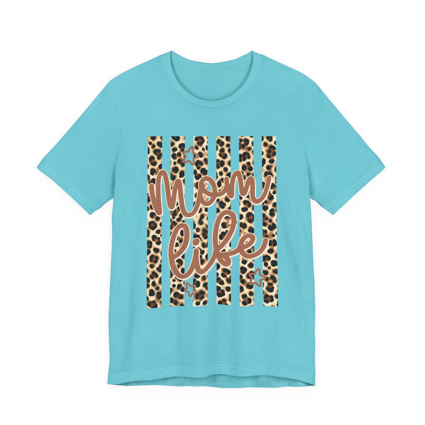 Mom Life Leopard Stripe Tee — "Mom Life" Graphic T-Shirt