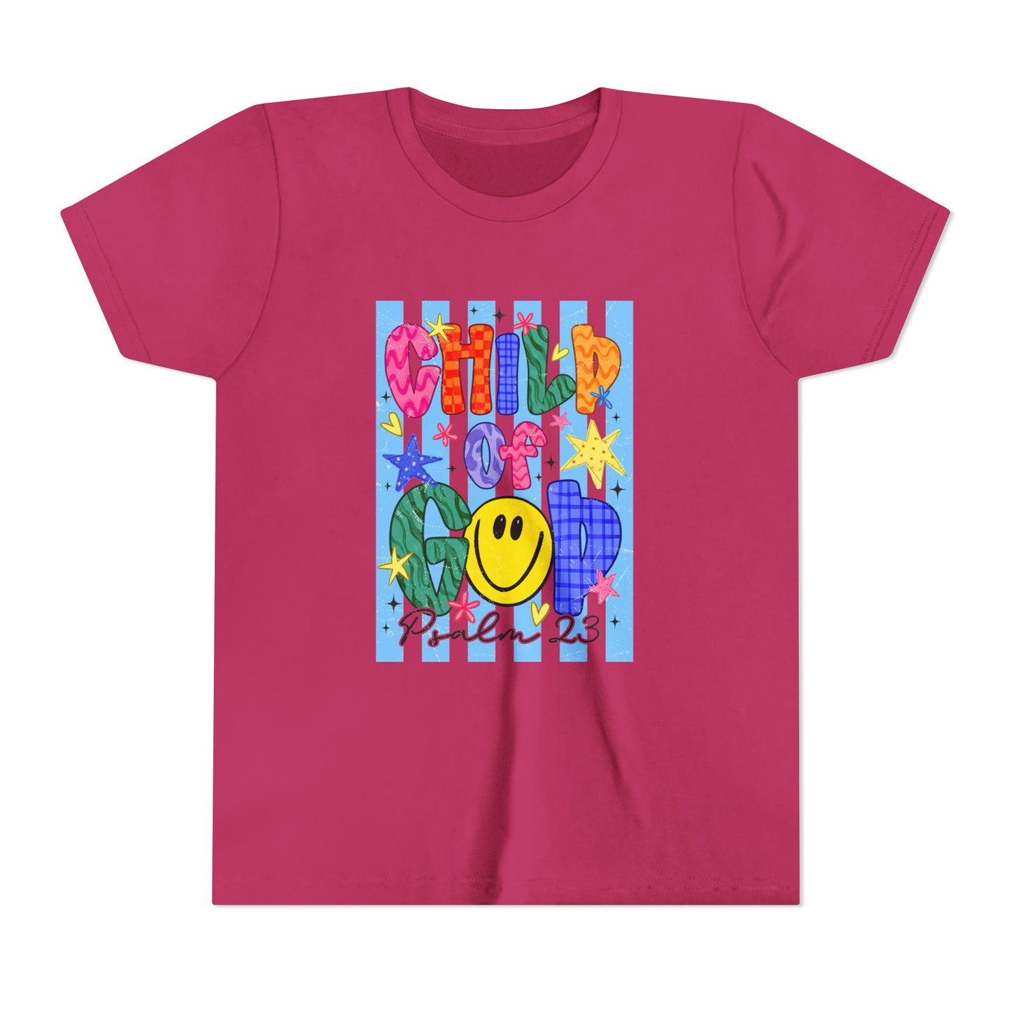 Child of God Youth T‑Shirt — Colorful Smiley Faith Tee