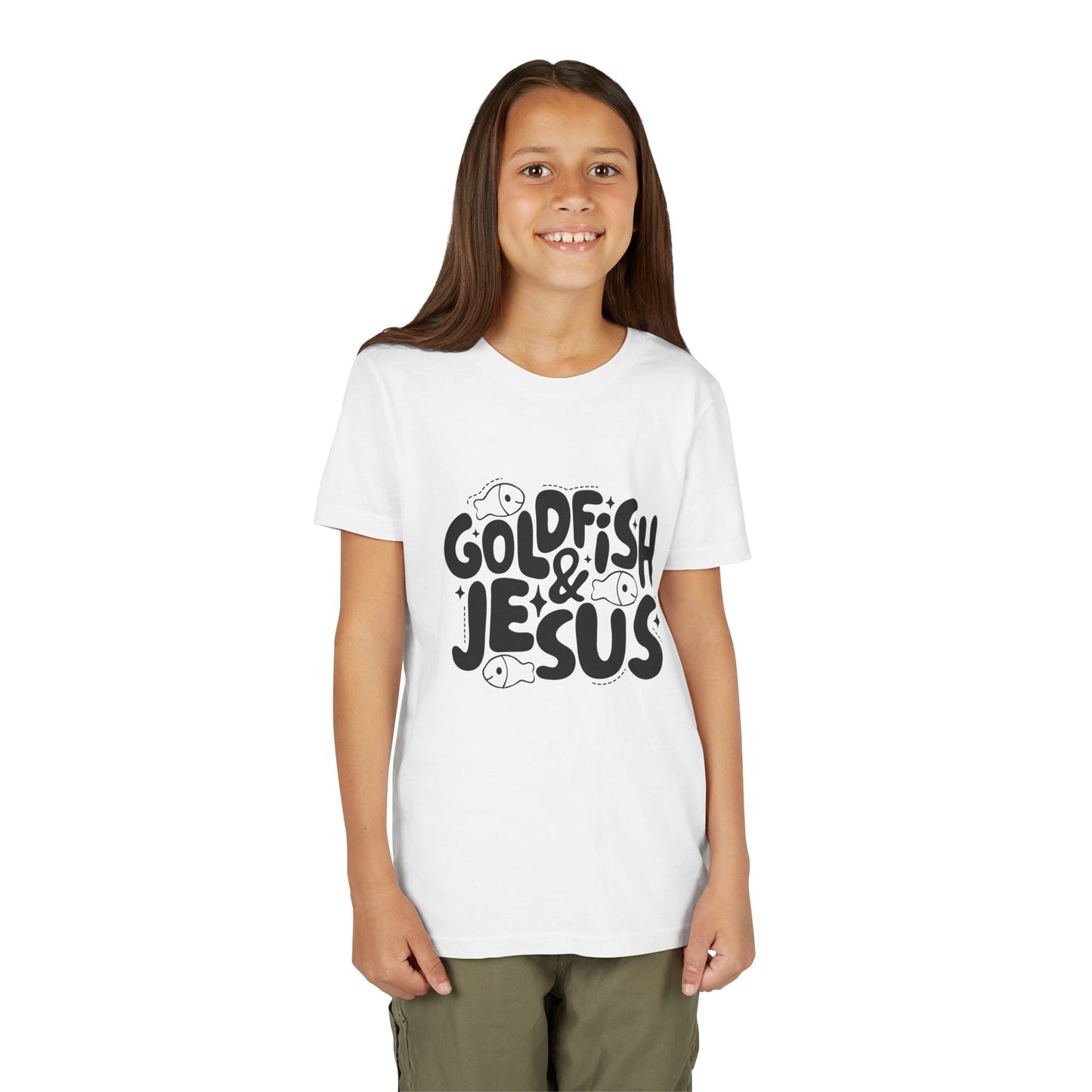 Youth Tee — 'Goldfish & Jesus' Cute Christian Kid T‑Shirt