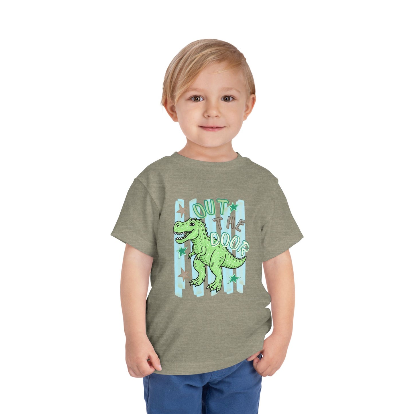 Toddler Tee - "Out the Door" Green Dino Graphic