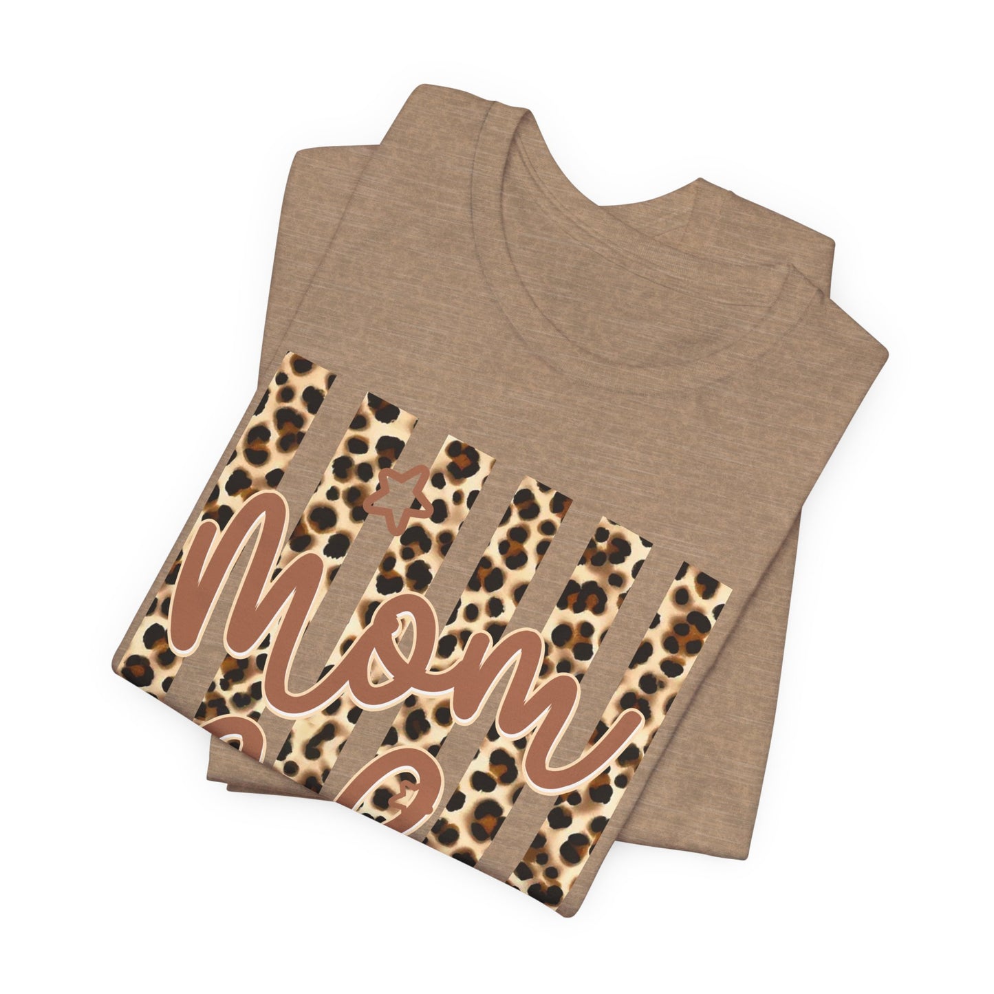 Mom Life Leopard Stripe Tee — "Mom Life" Graphic T-Shirt